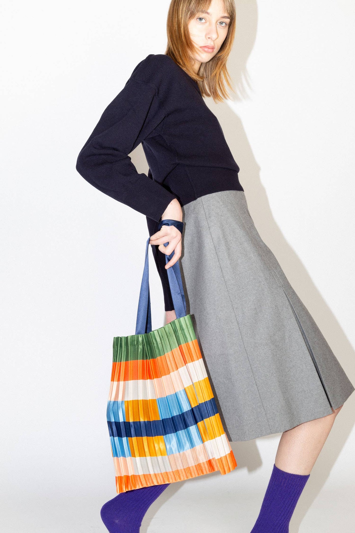 SAC FOURRE-TOUT PLISSÉ EN SATIN VIETRI