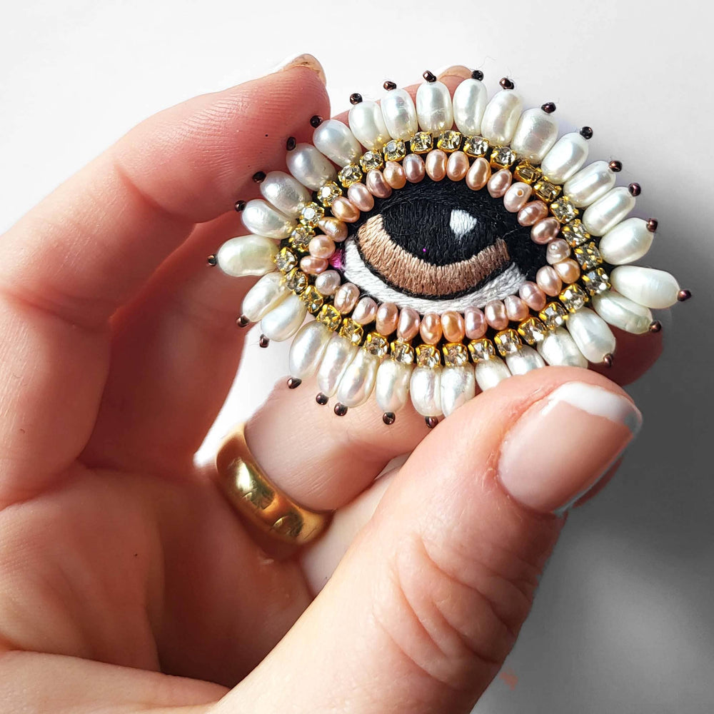 Baroque Eye Brooch With Freshwater Pearls - Miss Parfaite 