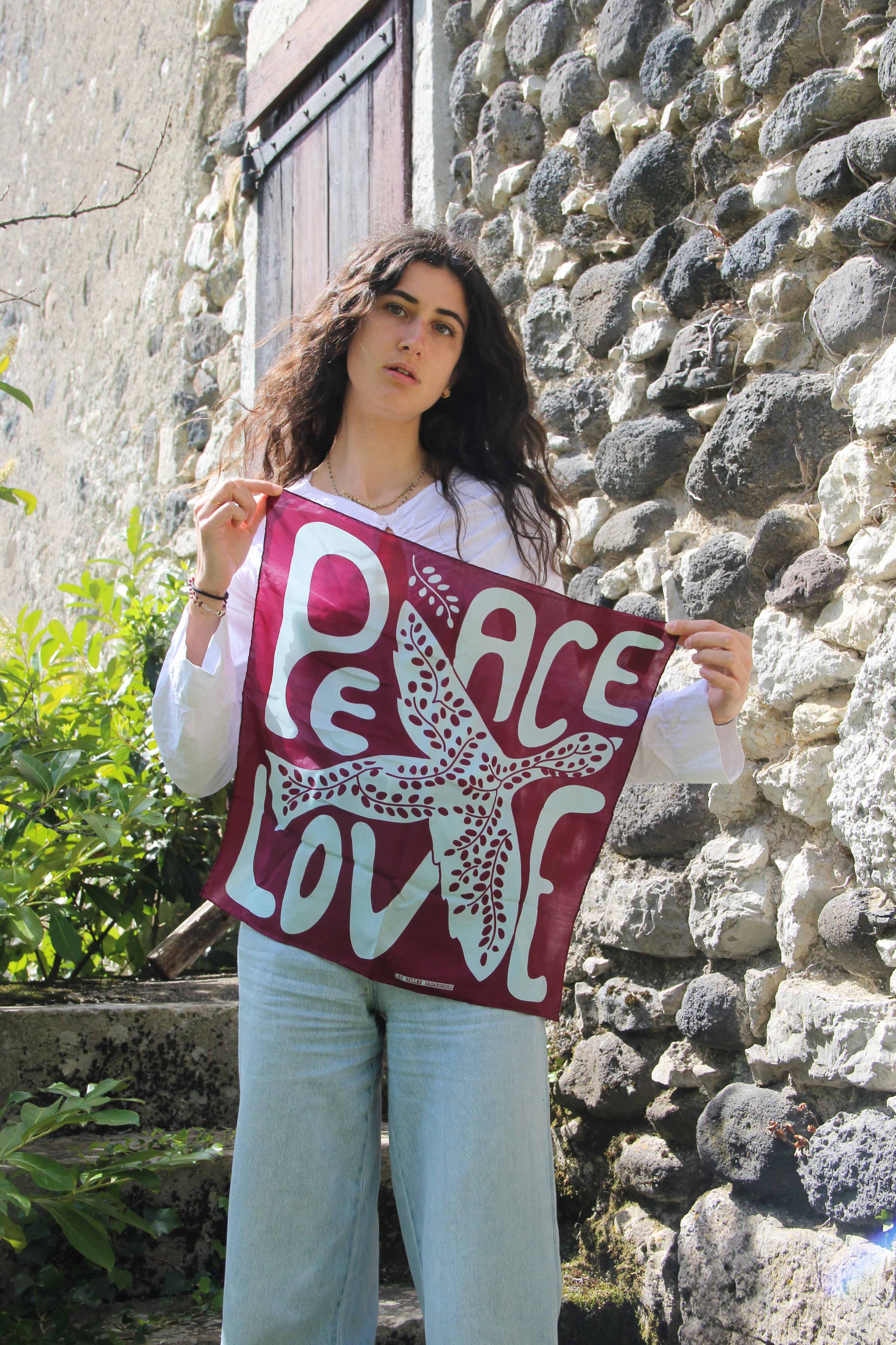 Peace and Love Bordeaux Mini Scarf - Miss Parfaite 