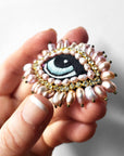 BAROQUE EYE BROOCH WITH FRESHWATER PEARLS - Miss Parfaite 