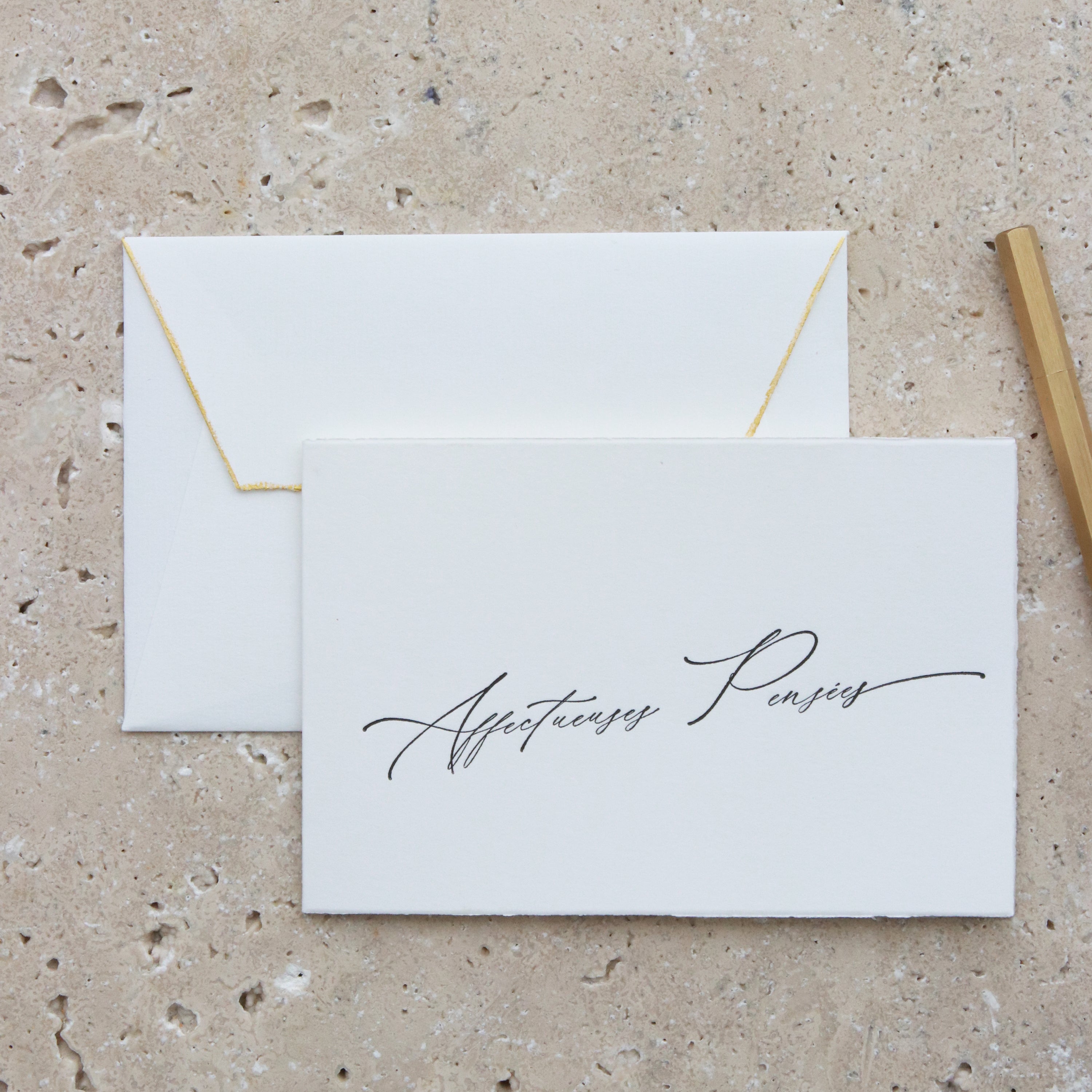 Letterpress printed Affectueuses Pensées Card - Miss Parfaite 